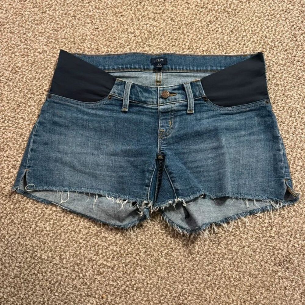 J.Crew Maternity Cutoff Jean Shorts Side Panel Frayed Hem Size 27